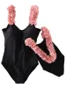 'Eve' Pink Feather Trim Swimsuit sold by Goodnight Macaroon