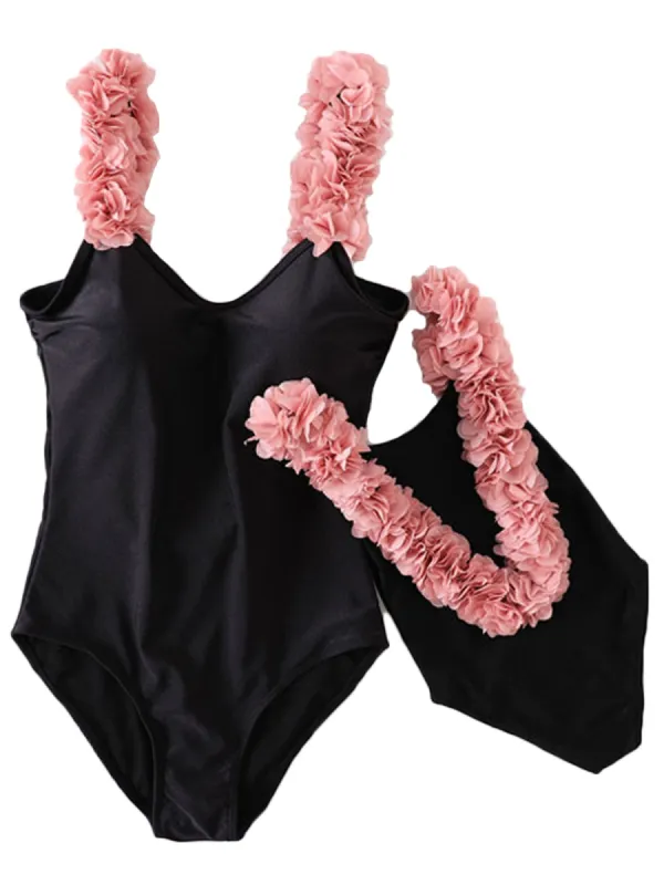 'Eve' Pink Feather Trim Swimsuit sold by Goodnight Macaroon