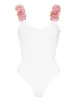 'Eve' Pink Feather Trim Swimsuit sold by Goodnight Macaroon