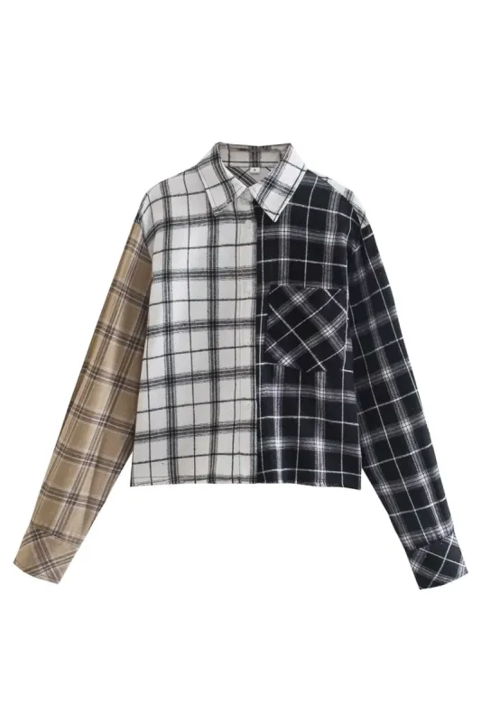 Color Block Checked Shirt #167713 sold by Goodnight Macaroon