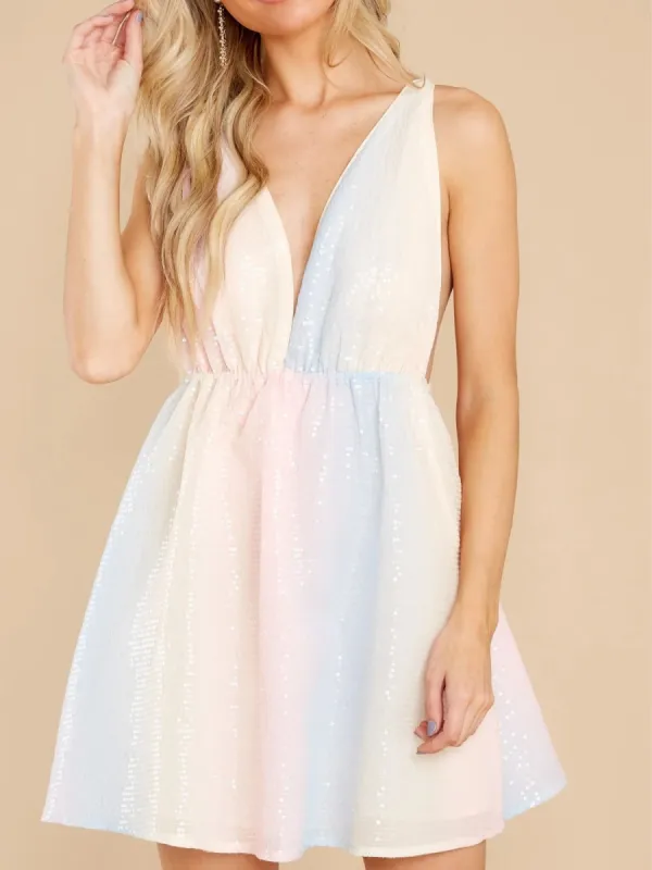 'Samira' Sequinned Rainbow Mini Dress sold by Goodnight Macaroon