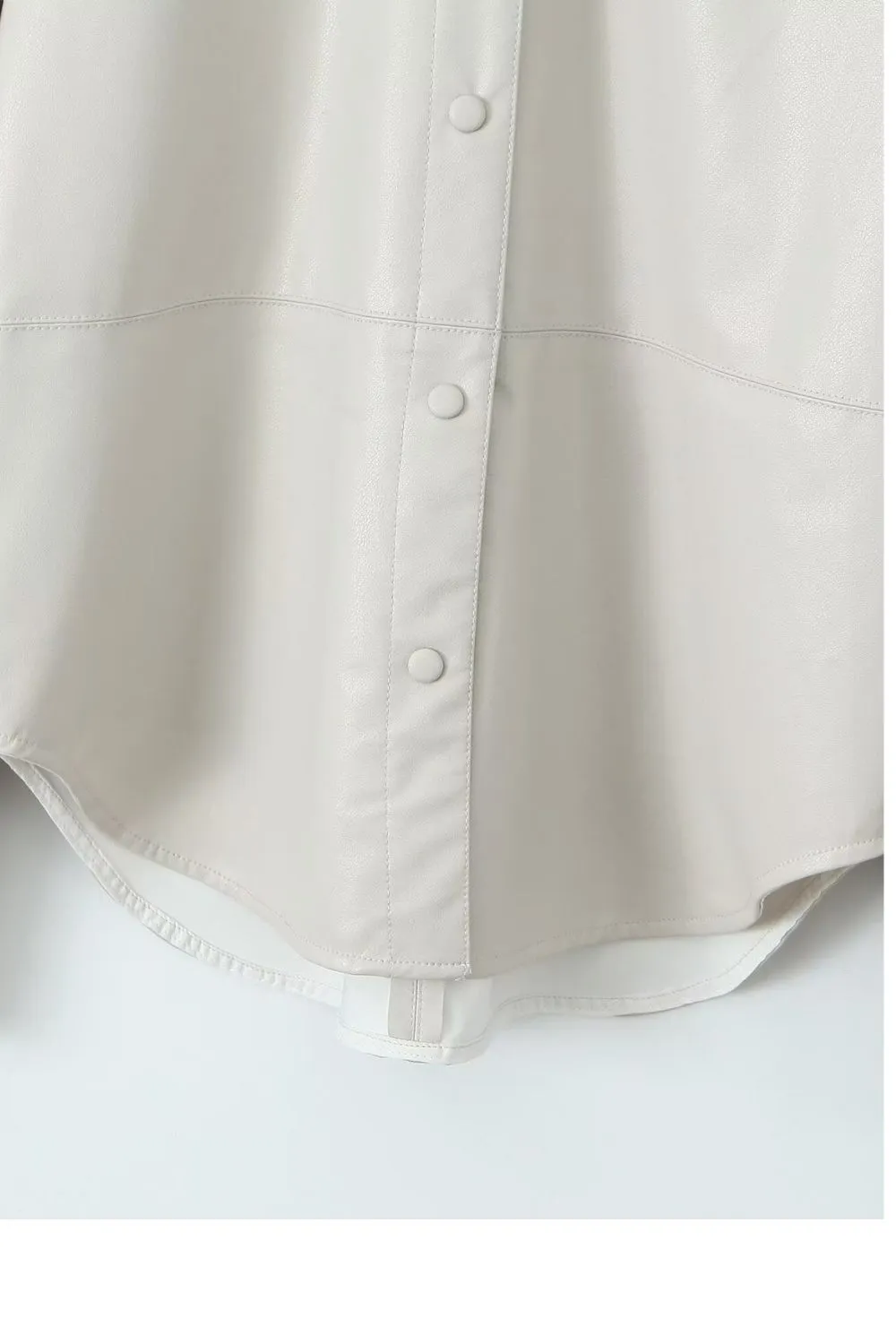 'Harriet' Casual Faux Leather Shirt-Style Jacket sold by Goodnight Macaroon product image thumbnail 4