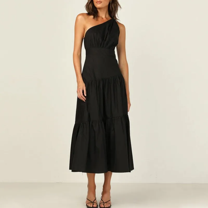 One Shoulder Ruffled Dress #121114 sold by Goodnight Macaroon