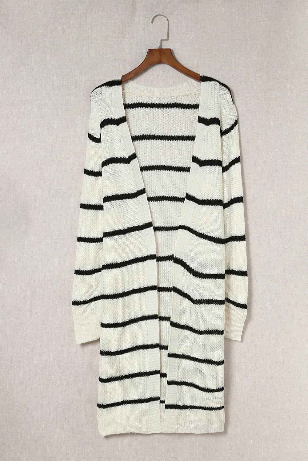 'Anastasia' Striped Open Front Rib-Knit Duster Cardigan sold by Goodnight Macaroon product image thumbnail 4