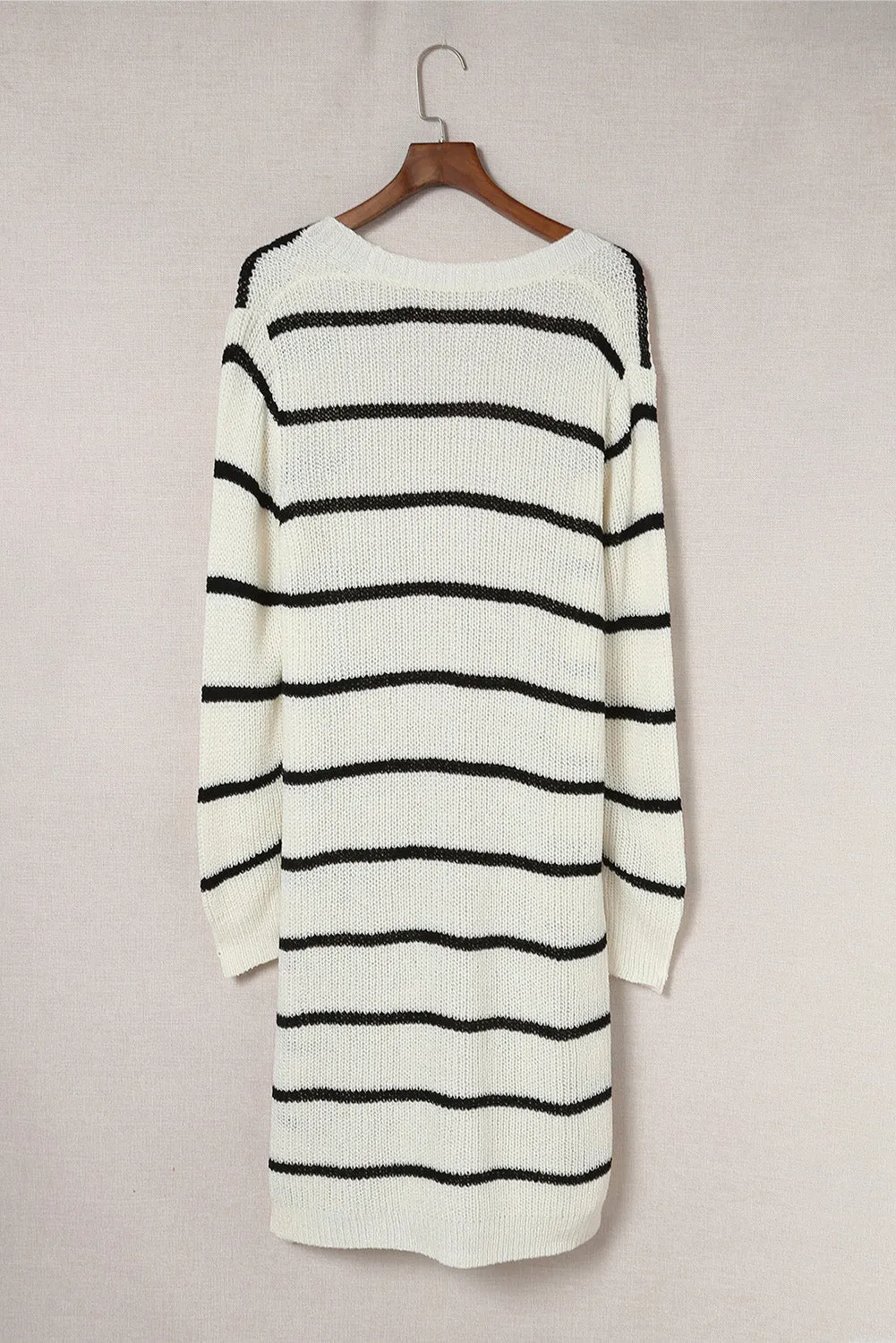 'Anastasia' Striped Open Front Rib-Knit Duster Cardigan sold by Goodnight Macaroon product image thumbnail 5