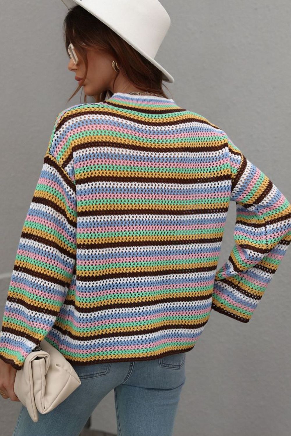'Nicole' Multicolored Stripe Drop Shoulder Round Neck Sweater (4 Colors) sold by Goodnight Macaroon product image thumbnail 12