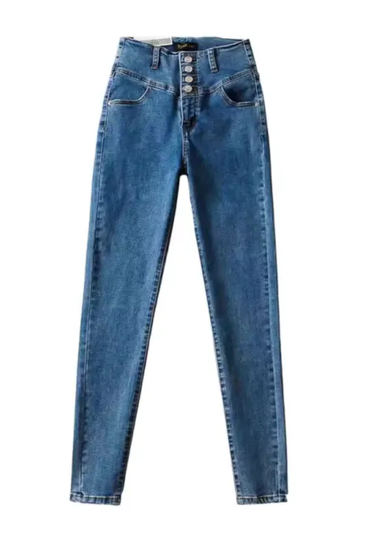 'Bella' Slim Fit High-Waist Denim Trousers (4 Colors) sold by Goodnight Macaroon