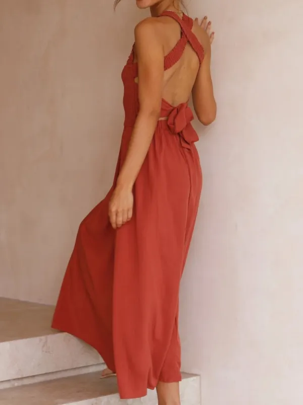 'Cassidy' Cotton Linen Sleeveless Back Tied Maxi  Dress sold by Goodnight Macaroon