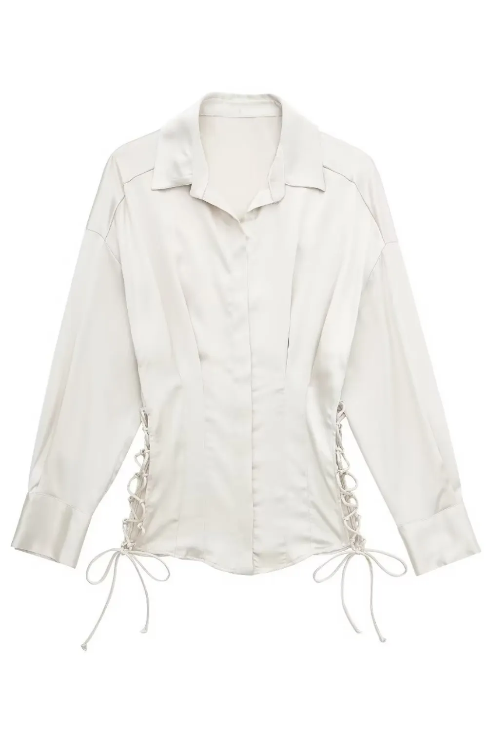 Satin Lace up Shirt #143201 sold by Goodnight Macaroon