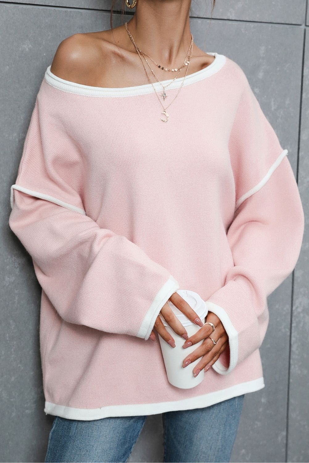 'Eliza' Essential Oversize Knit Sweater (2 Colors) sold by Goodnight Macaroon product image thumbnail 2