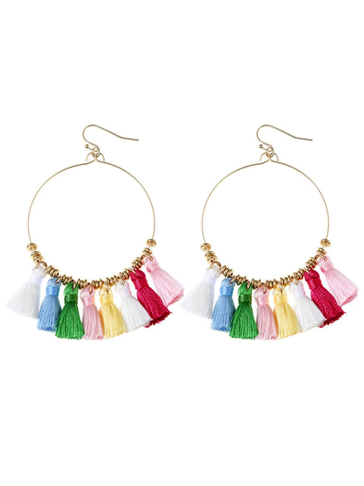 'Angelina' Boho Tassel Hoop Earrings (5 Colors) sold by Goodnight Macaroon product image thumbnail 2