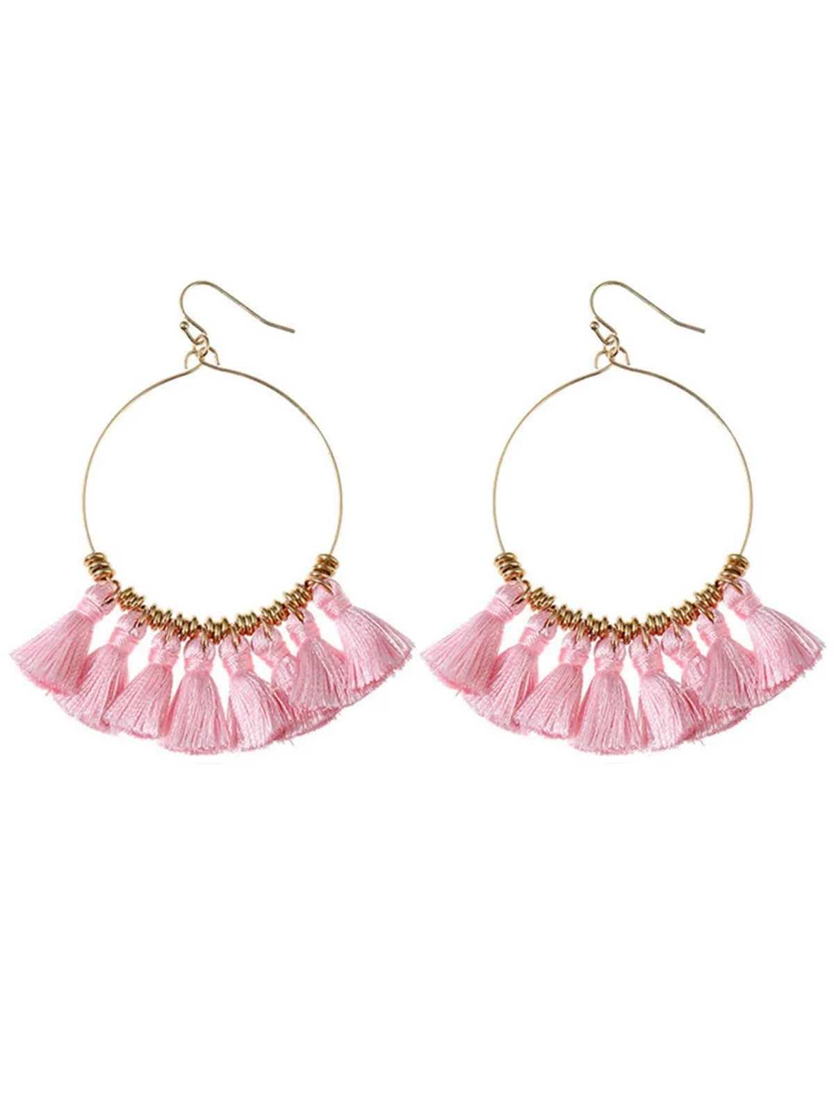 'Angelina' Boho Tassel Hoop Earrings (5 Colors) sold by Goodnight Macaroon product image thumbnail 3