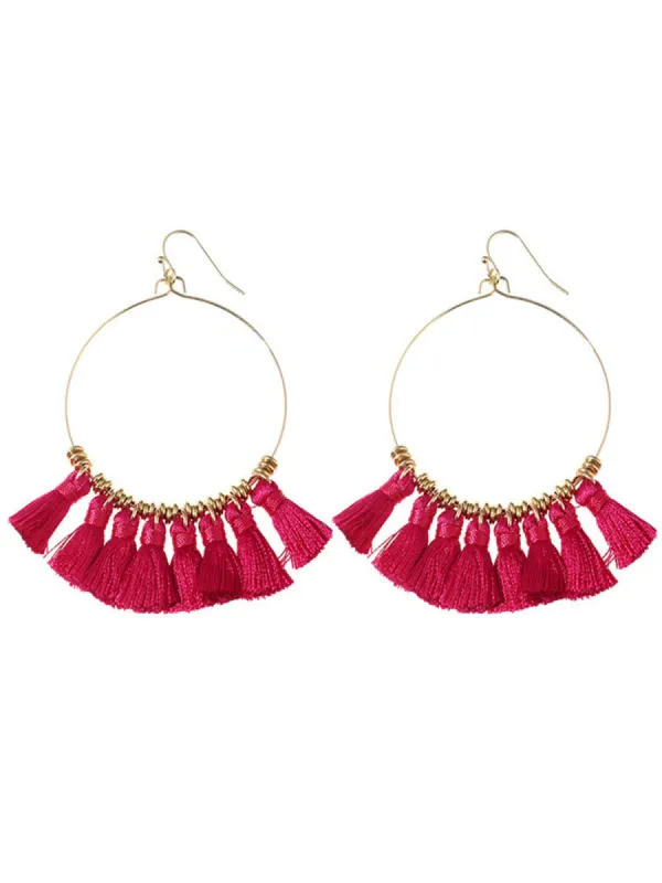 'Angelina' Boho Tassel Hoop Earrings (5 Colors) sold by Goodnight Macaroon