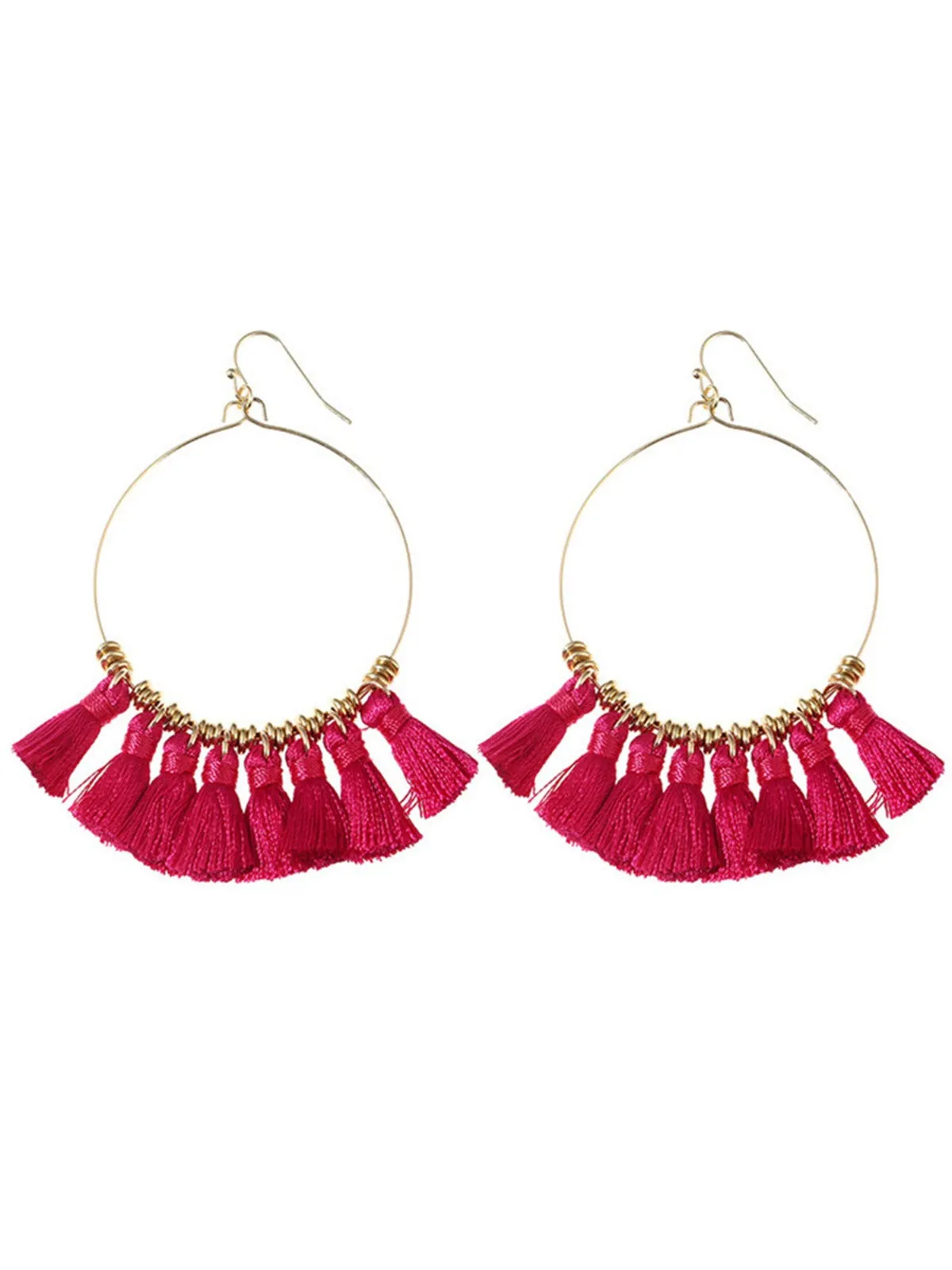 'Angelina' Boho Tassel Hoop Earrings (5 Colors) sold by Goodnight Macaroon