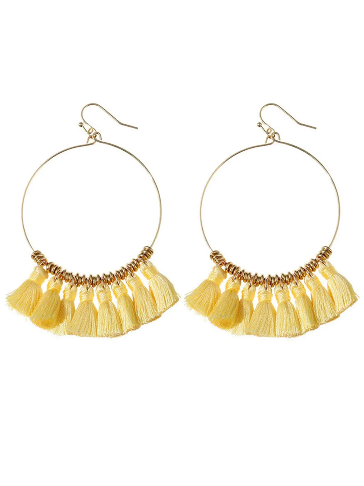 'Angelina' Boho Tassel Hoop Earrings (5 Colors) sold by Goodnight Macaroon product image thumbnail 4