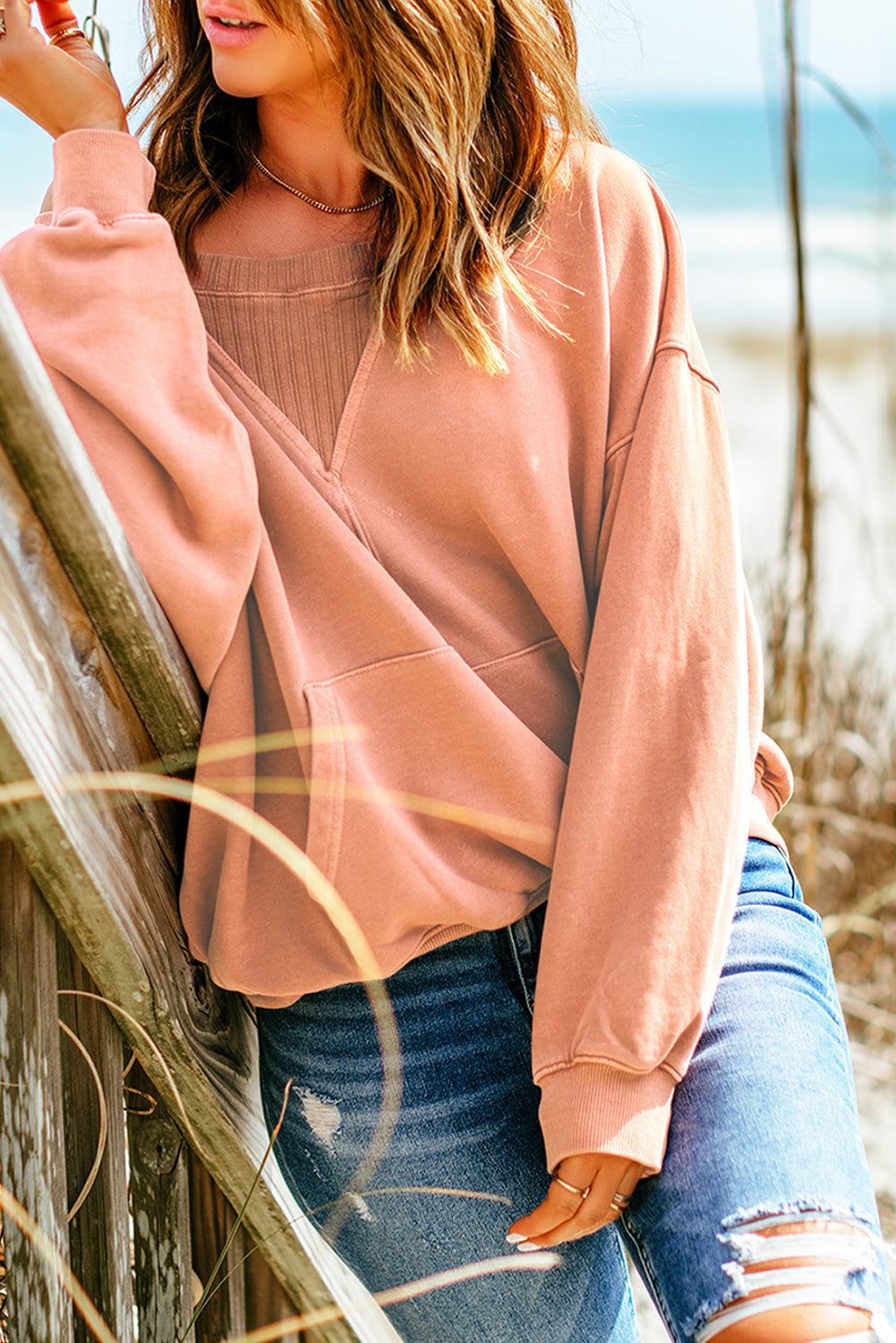 Dropped Shoulder Sweatshirt with Kangaroo Pocket sold by Goodnight Macaroon product image thumbnail 3