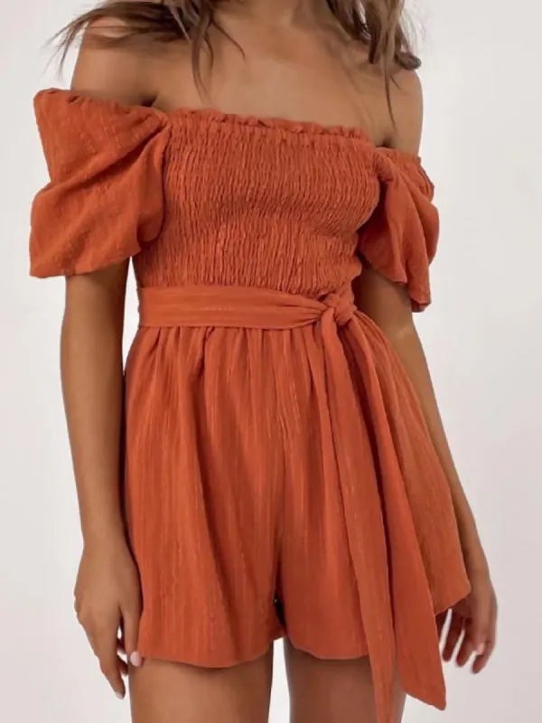 'Millie' Off The Shoulder Belted Romper made by Goodnight Macaroon