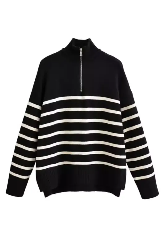 'Julia' Striped Long-Sleeved Knitted Sweater sold by Goodnight Macaroon