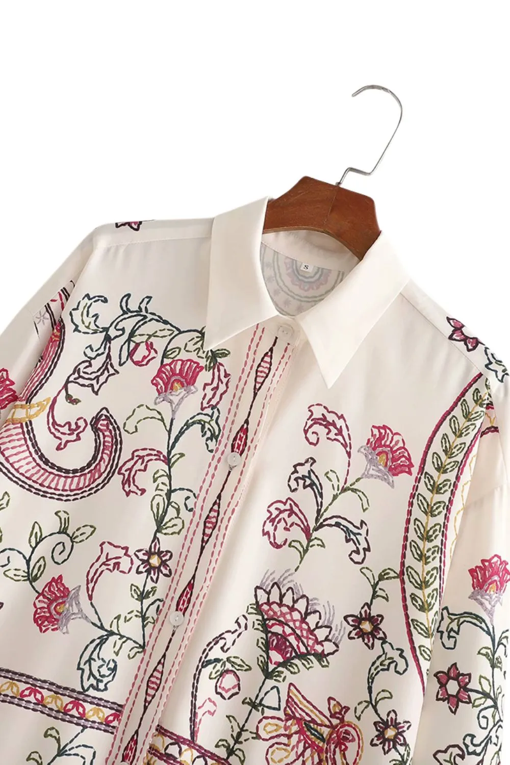 ‘Martha’ Turn-down Collar Loose Printed Long Shirt sold by Goodnight Macaroon product image thumbnail 3