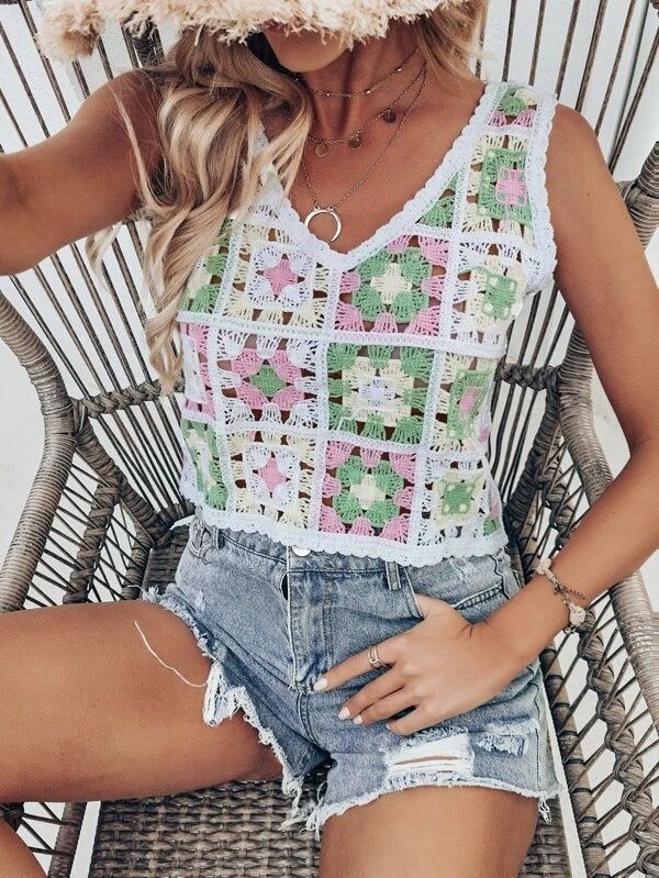 Boho Pastel Crochet Crop Top #168296 sold by Goodnight Macaroon product image thumbnail 3