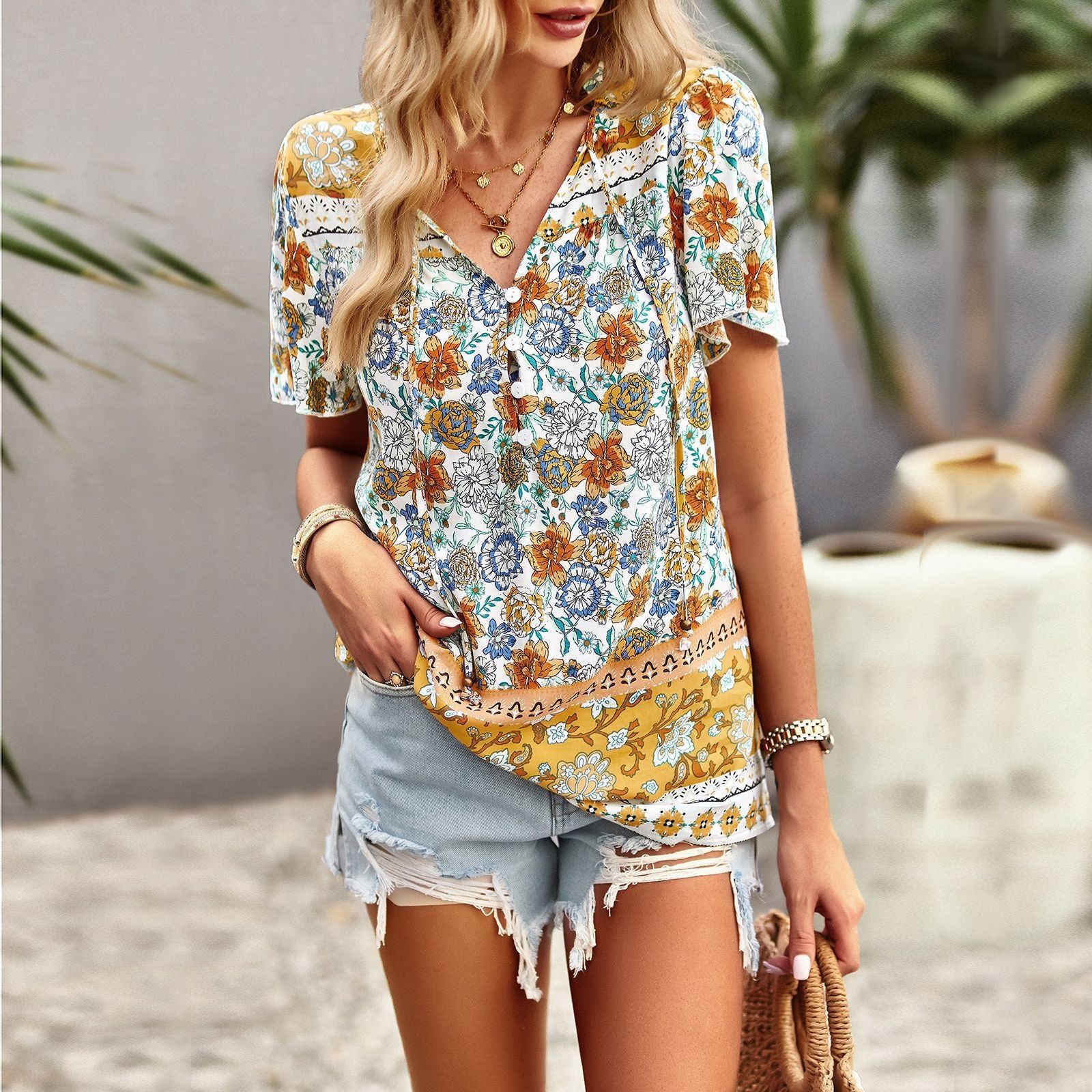 Floral Bohemian Blouse #166311 sold by Goodnight Macaroon product image thumbnail 8