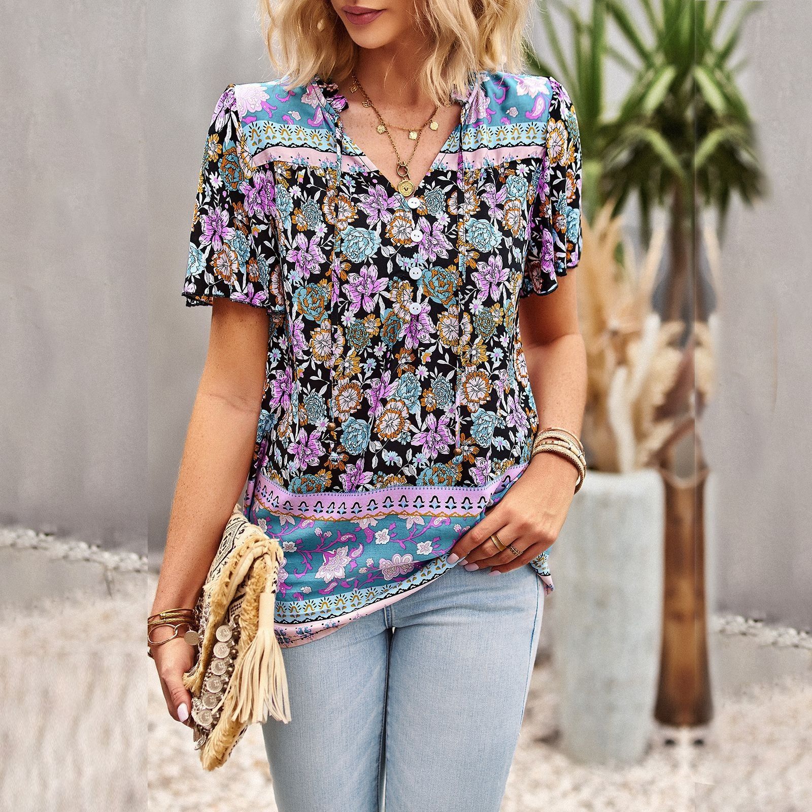 Floral Bohemian Blouse #166311 sold by Goodnight Macaroon product image thumbnail 2