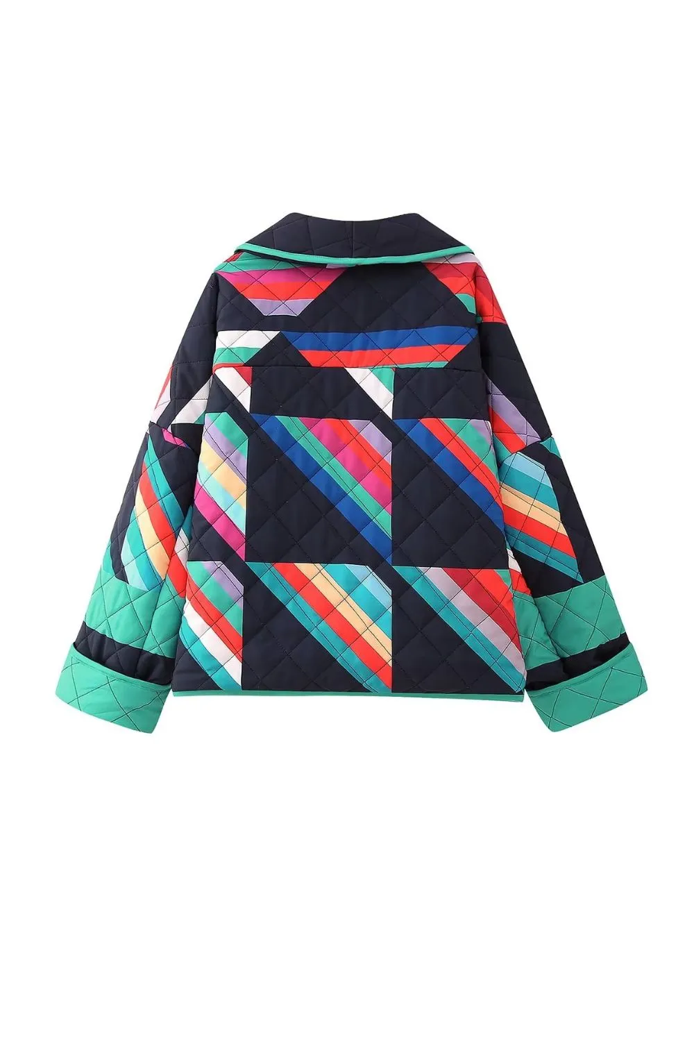 'Ella' Patchwork Collar Loose Open Front Cotton Jacket sold by Goodnight Macaroon product image thumbnail 2