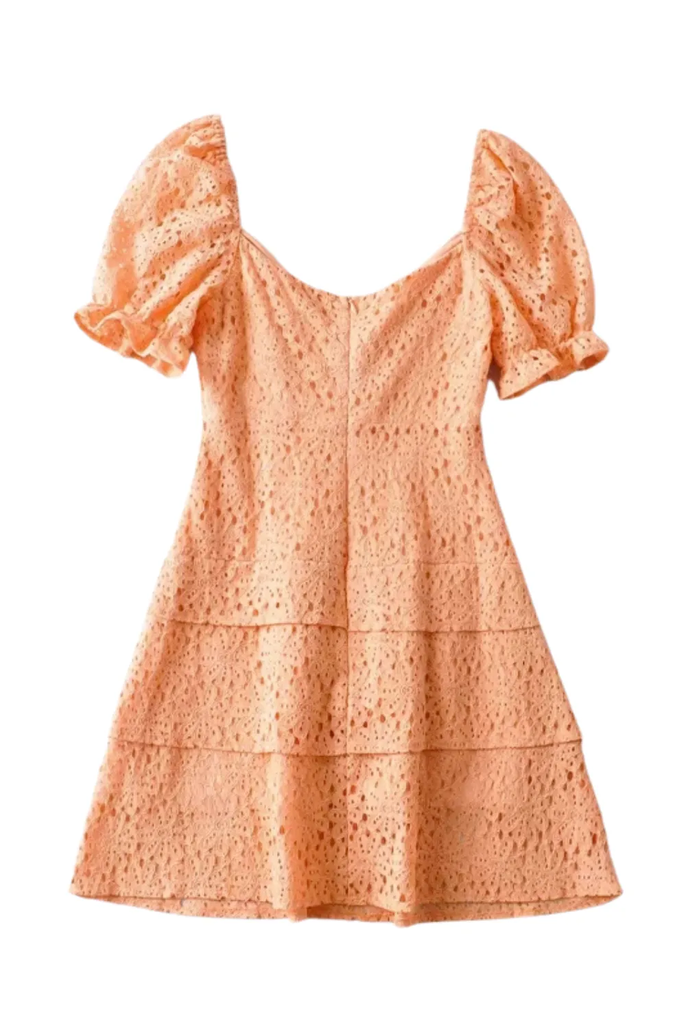 'Madelyn' Puff Sleeve Eyelet Embroidery Layered Mini Dress sold by Goodnight Macaroon product image thumbnail 2