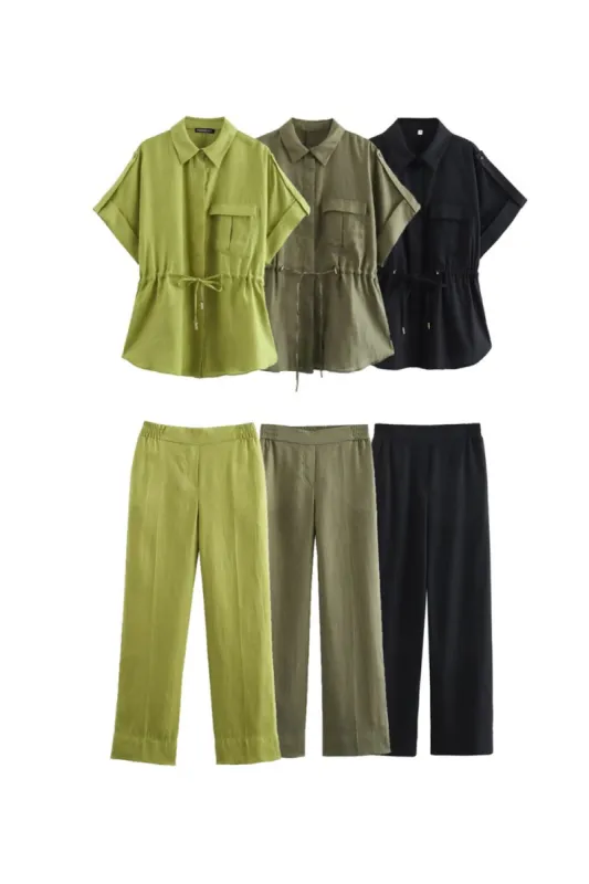 ‘Ava’ Casual Shirt & Trousers (2 Color) sold by Goodnight Macaroon
