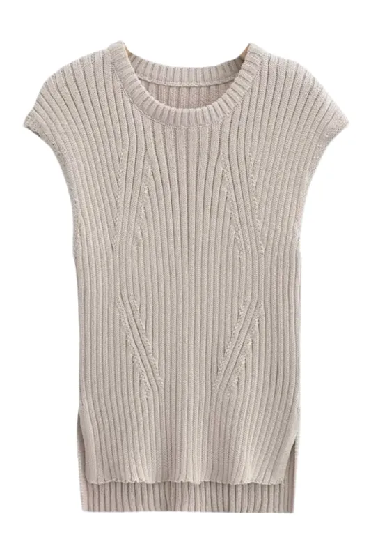 'Eunice' Round Neck Sleeveless Knitted Top sold by Goodnight Macaroon