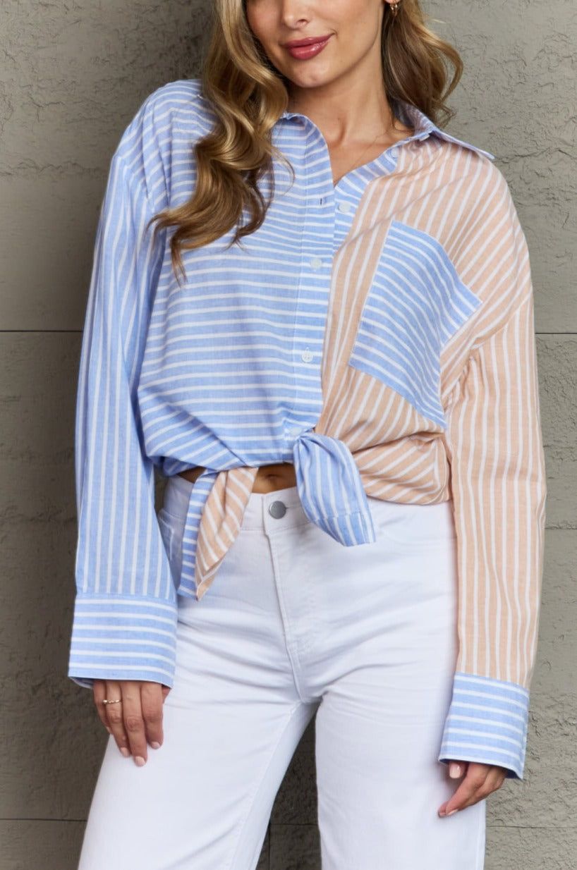 Striped Multicolored Button Down Top sold by Goodnight Macaroon