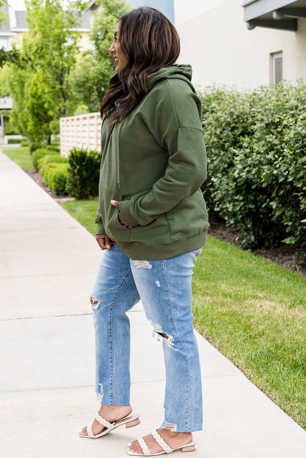 Snap Down Drawstring Hoodie with Kangaroo Pocket sold by Goodnight Macaroon product image thumbnail 5