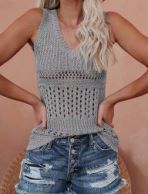 Crochet Cutout Sleeveless Top #122862 sold by Goodnight Macaroon product image thumbnail 4