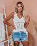 Crochet Cutout Sleeveless Top #122862 sold by Goodnight Macaroon product image thumbnail 5