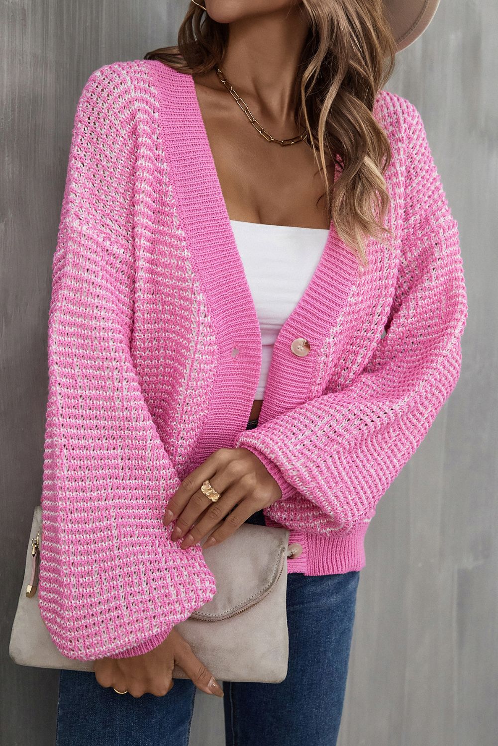 'Elsie' Mixed Knit Short Cardigan (2 Colors) sold by Goodnight Macaroon product image thumbnail 5
