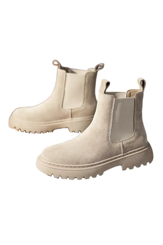 'Priscilla' Thick-Soled Suede Ankle Boots (2 Colors) made by Goodnight Macaroon