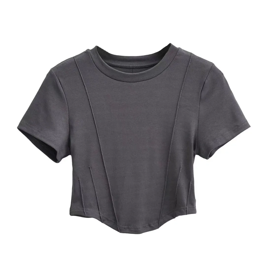 'Unah' Crew Neck Crop Top (5 Colors) sold by Goodnight Macaroon product image thumbnail 3
