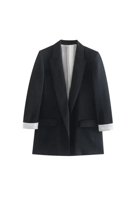 ' Max' Casual Cuffed Sleeve Loose Blazer Jacket sold by Goodnight Macaroon