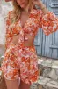 Printed Long Sleeve Cropped Top and Shorts Set sold by Goodnight Macaroon