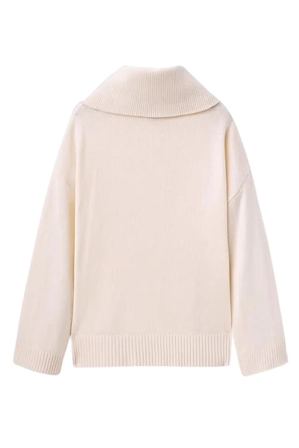 'Olive' Collared Half-Zip Long Sleeve Knitted Sweater (2 Colors) sold by Goodnight Macaroon product image thumbnail 3