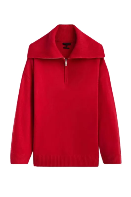 'Olive' Collared Half-Zip Long Sleeve Knitted Sweater (2 Colors) sold by Goodnight Macaroon