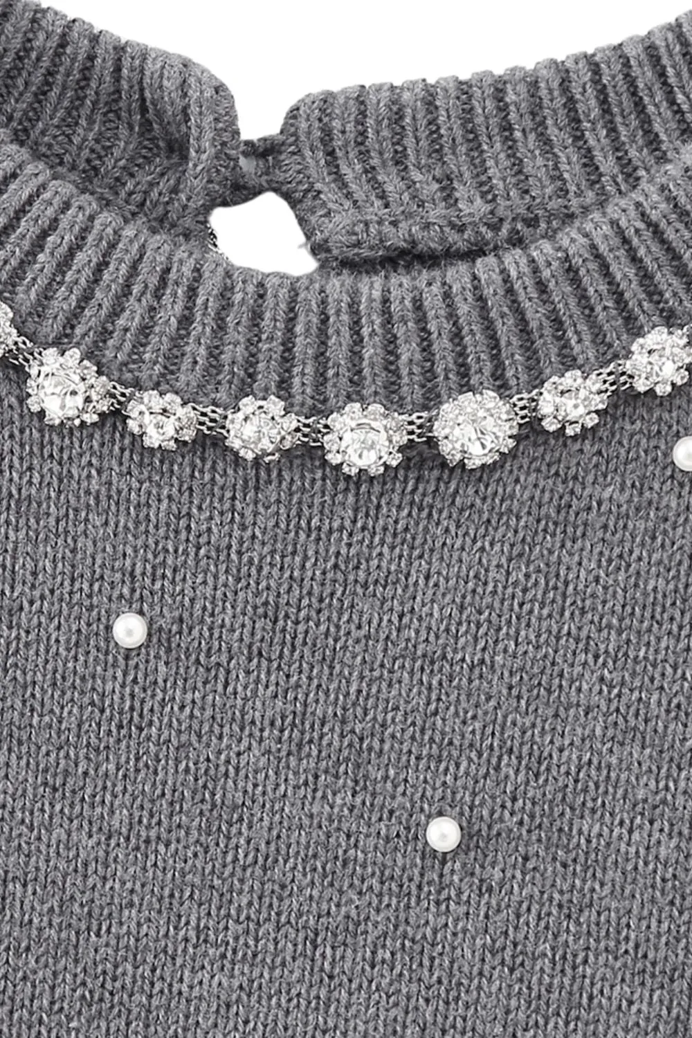 'Yuliana' Imitation Pearl-Embellished Short-Sleeve Knit Sweater sold by Goodnight Macaroon product image thumbnail 3