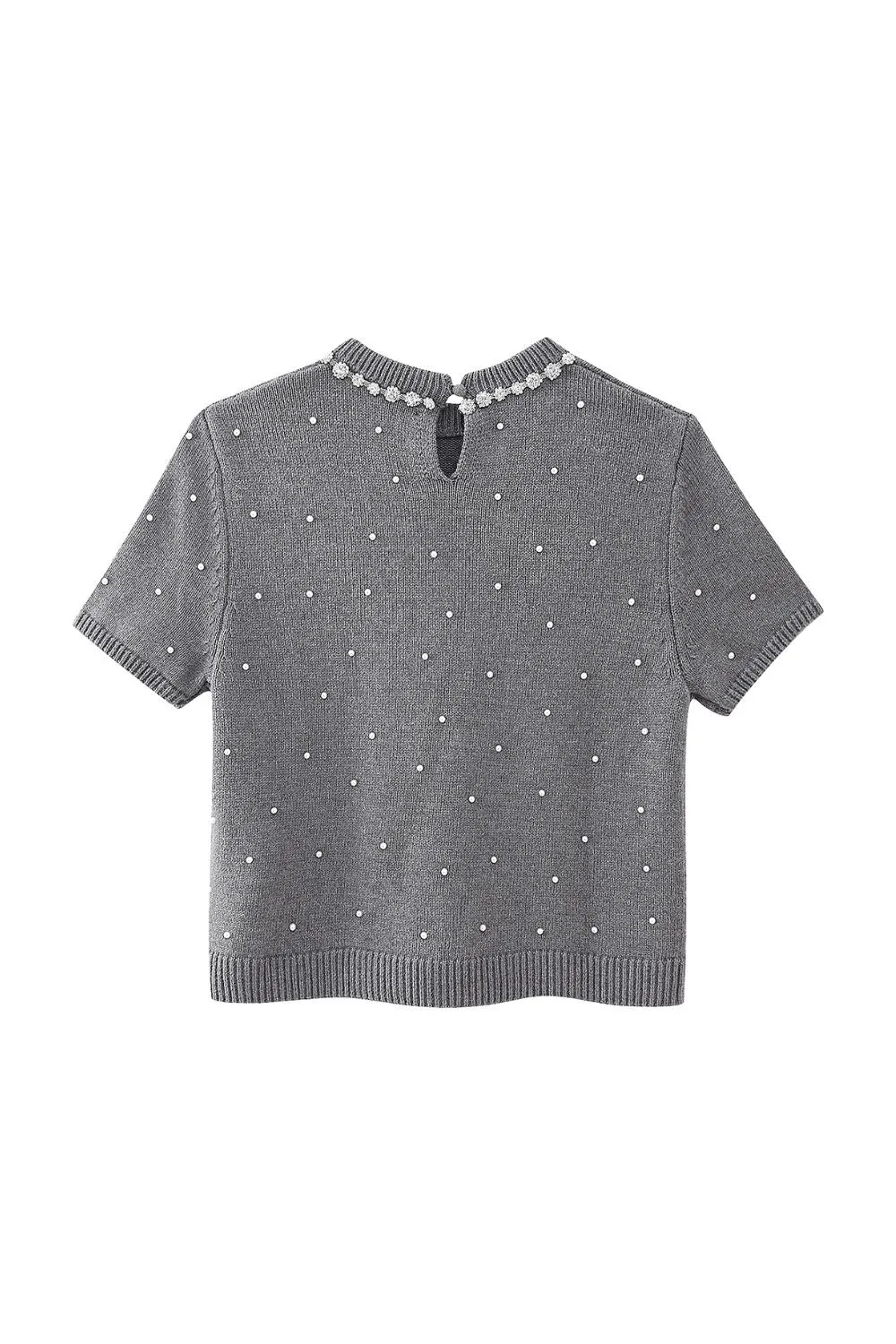 'Yuliana' Imitation Pearl-Embellished Short-Sleeve Knit Sweater sold by Goodnight Macaroon product image thumbnail 2