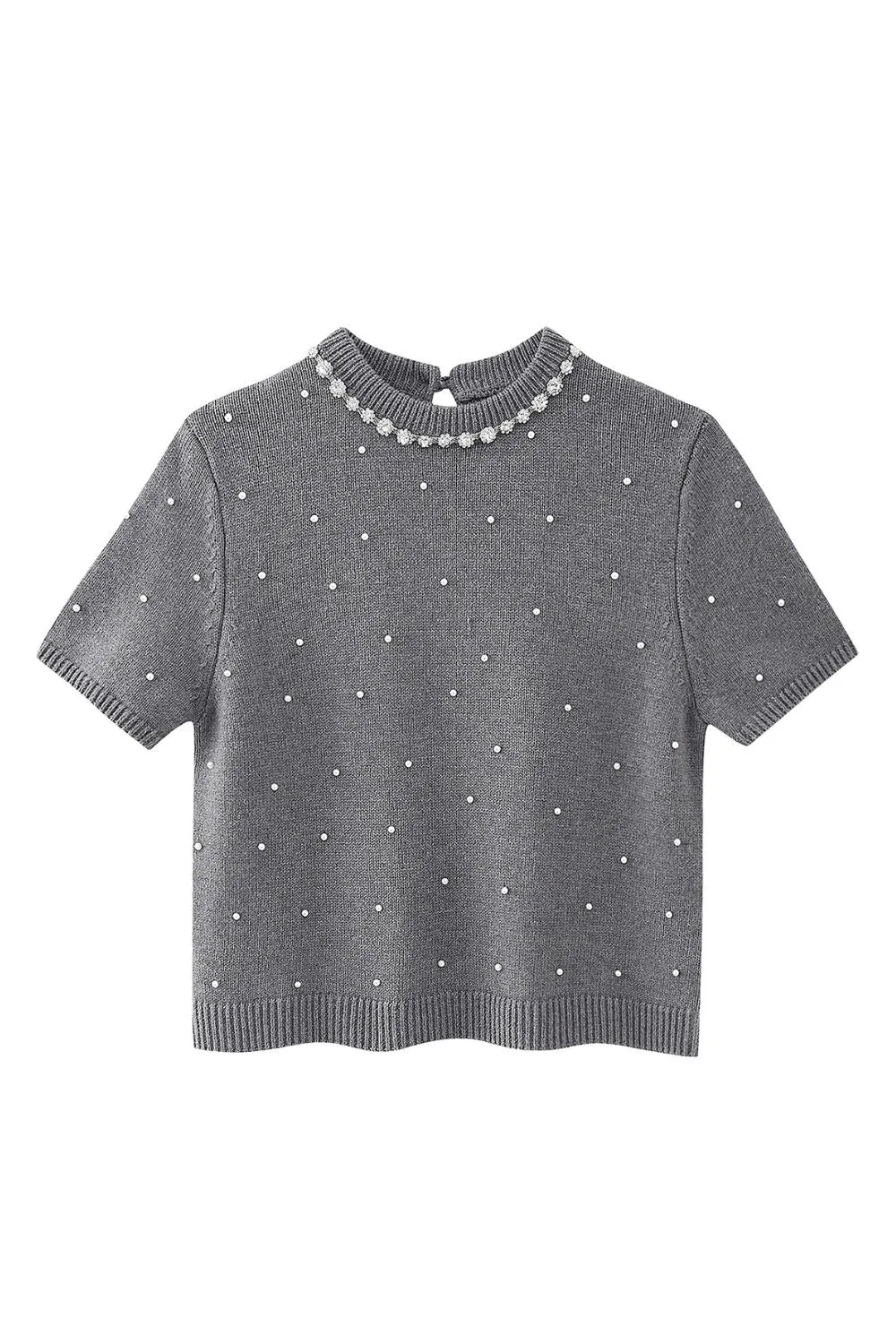 'Yuliana' Imitation Pearl-Embellished Short-Sleeve Knit Sweater sold by Goodnight Macaroon