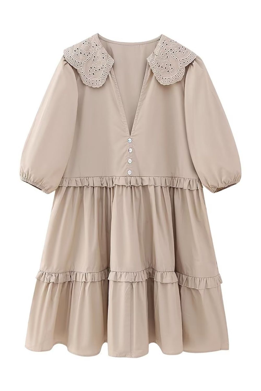 V-Neck Doll Collar Ruffle Dress #186943 sold by Goodnight Macaroon