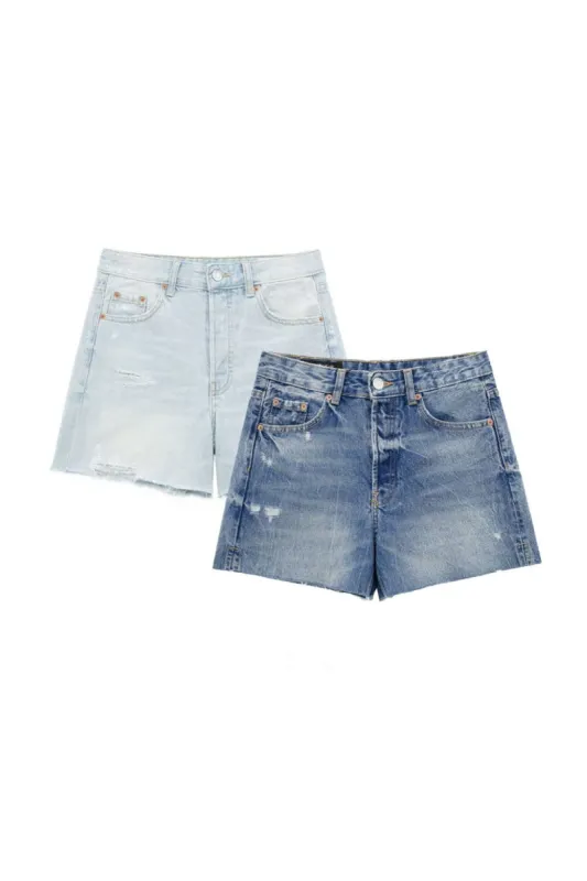 'Emma'Boyfriend-Style Denim Casual Shorts sold by Goodnight Macaroon