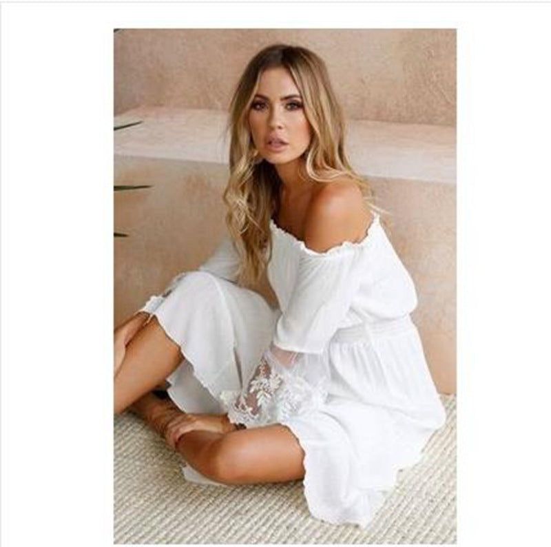 Off Shoulder Lace Sleeves Maxi Dress #020274 sold by Goodnight Macaroon product image thumbnail 6
