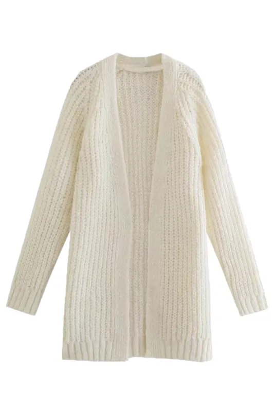 'Windy' Open Front Long Knitted Cardigan made by Goodnight Macaroon