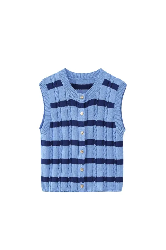 ‘Filina’ Minimalist Striped Button-Down Knit Top made by Goodnight Macaroon