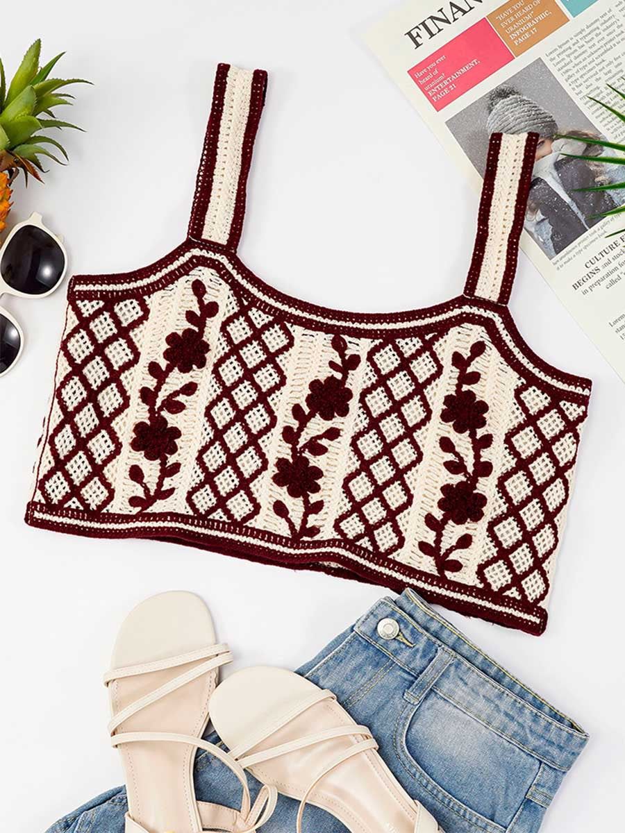 Crochet Floral Embroidery Camis #109090 sold by Goodnight Macaroon product image thumbnail 5